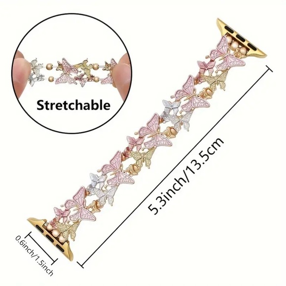 COPY - Bracelet for a watch with butterfly design in gold and pink - Picture 4 of 4